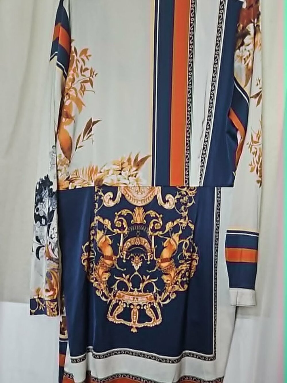 Fashion Nova Floral Baroque Print Long Sleeve Faux Wrap Mini Dress - Picture 4 of 4